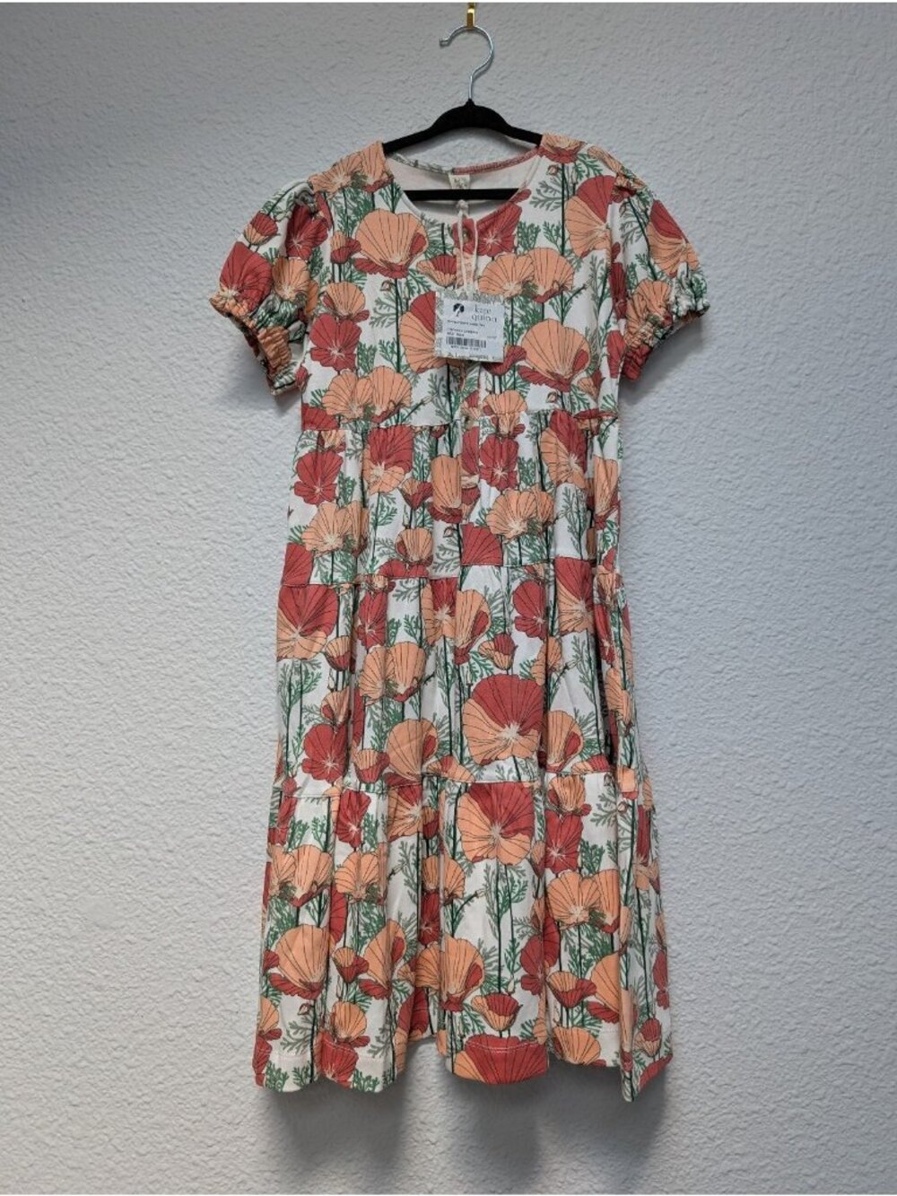 Kate Quinn Organic Cotton California Poppies Short Sleeve Prairie Dress 9/10